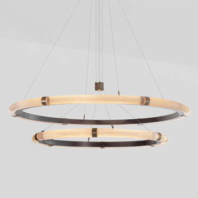 J. Adams Strata Circular Two-Tier Pendant Light