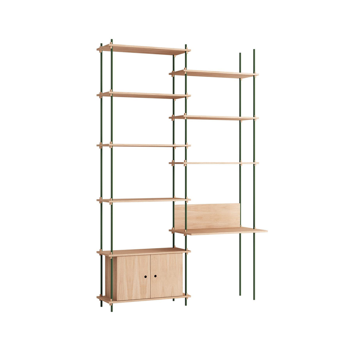 MOEBE Double Shelving System with Desk and Cabinet