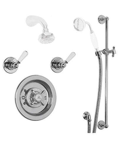 Lefroy Brooks GD8804 Godolphin Archipelago Thermostatic Shower Valve, Flow Controls, Sliding Rail and Shower Kit