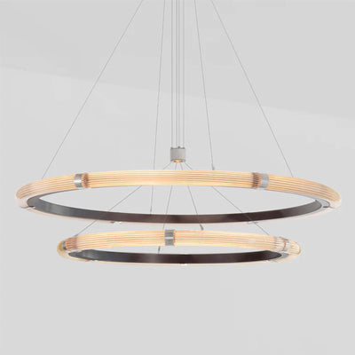 J. Adams Strata Circular Two-Tier Pendant Light