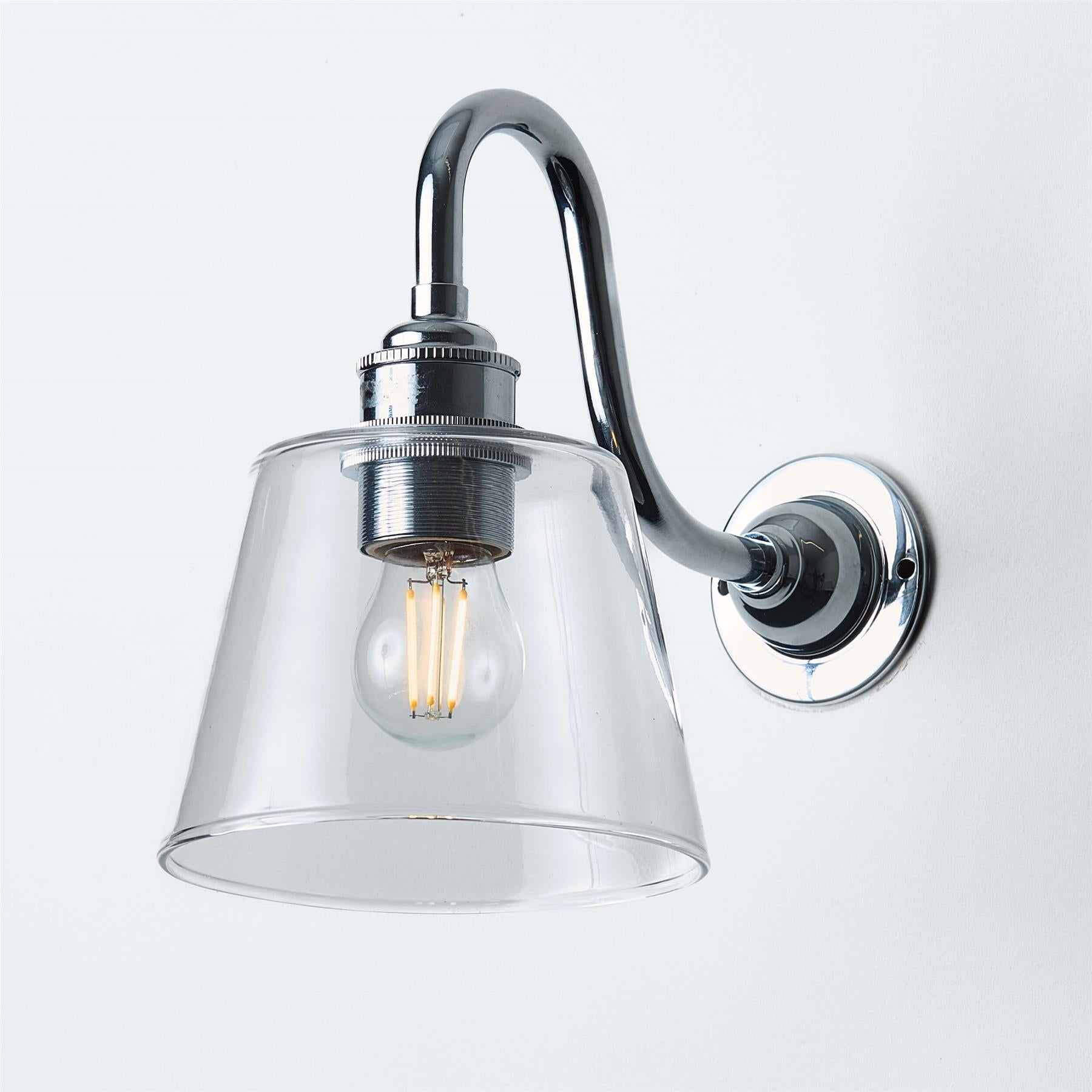 Old School Electric Tapered Blown Wall Light : Swan Arm