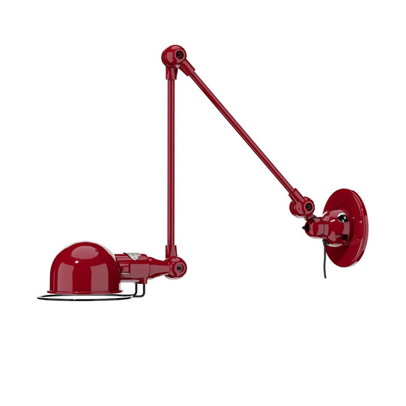 Outlet Jielde Signal Two Arm Adjustable Wall Light - Burgundy, Gloss, Plug, Switch And Cable