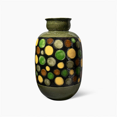 Bitossi Vaso Verde Con Cerchi Su Banda Nera