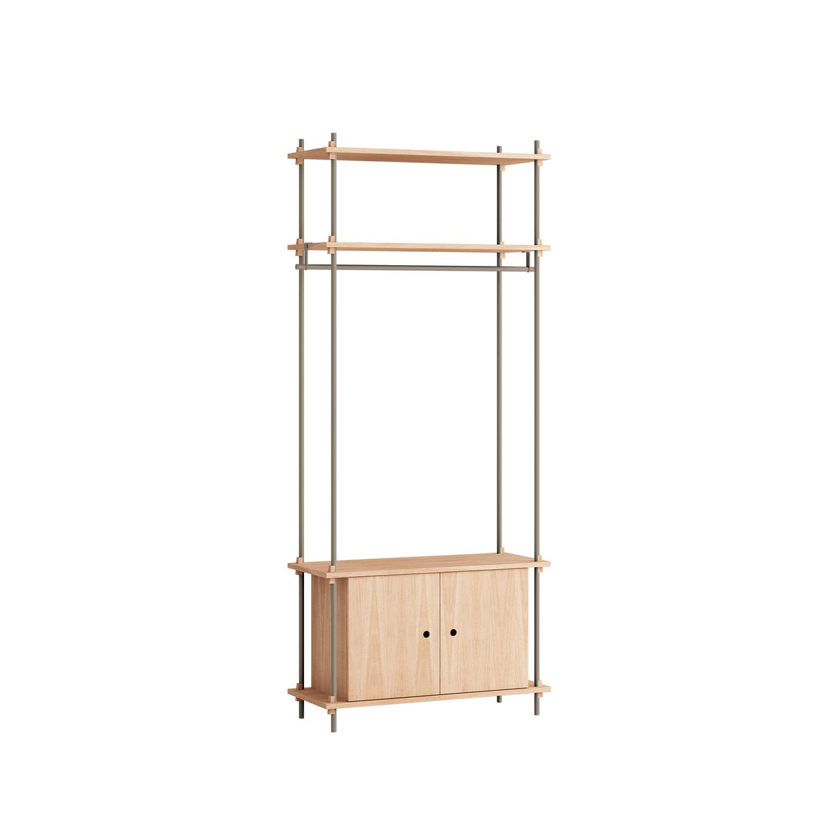 MOEBE Single Shelving System with Cabinet and Clothes Rail