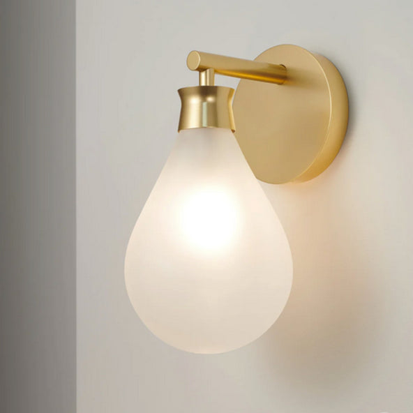 Ex-display Tom Kirk Cintola wall light - Satin brass, frosted glass - Wimbledon store collection ONLY