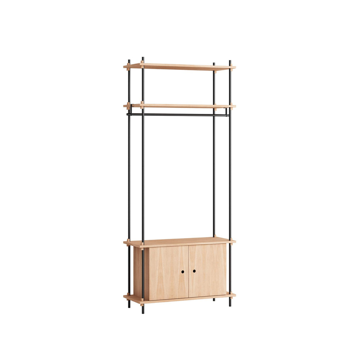 MOEBE Single Shelving System with Cabinet and Clothes Rail