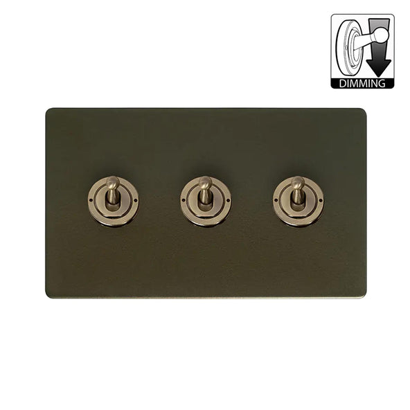 Soho Lighting Eton Collection Bronze 20A 3 Gang Dimming Toggle Switch