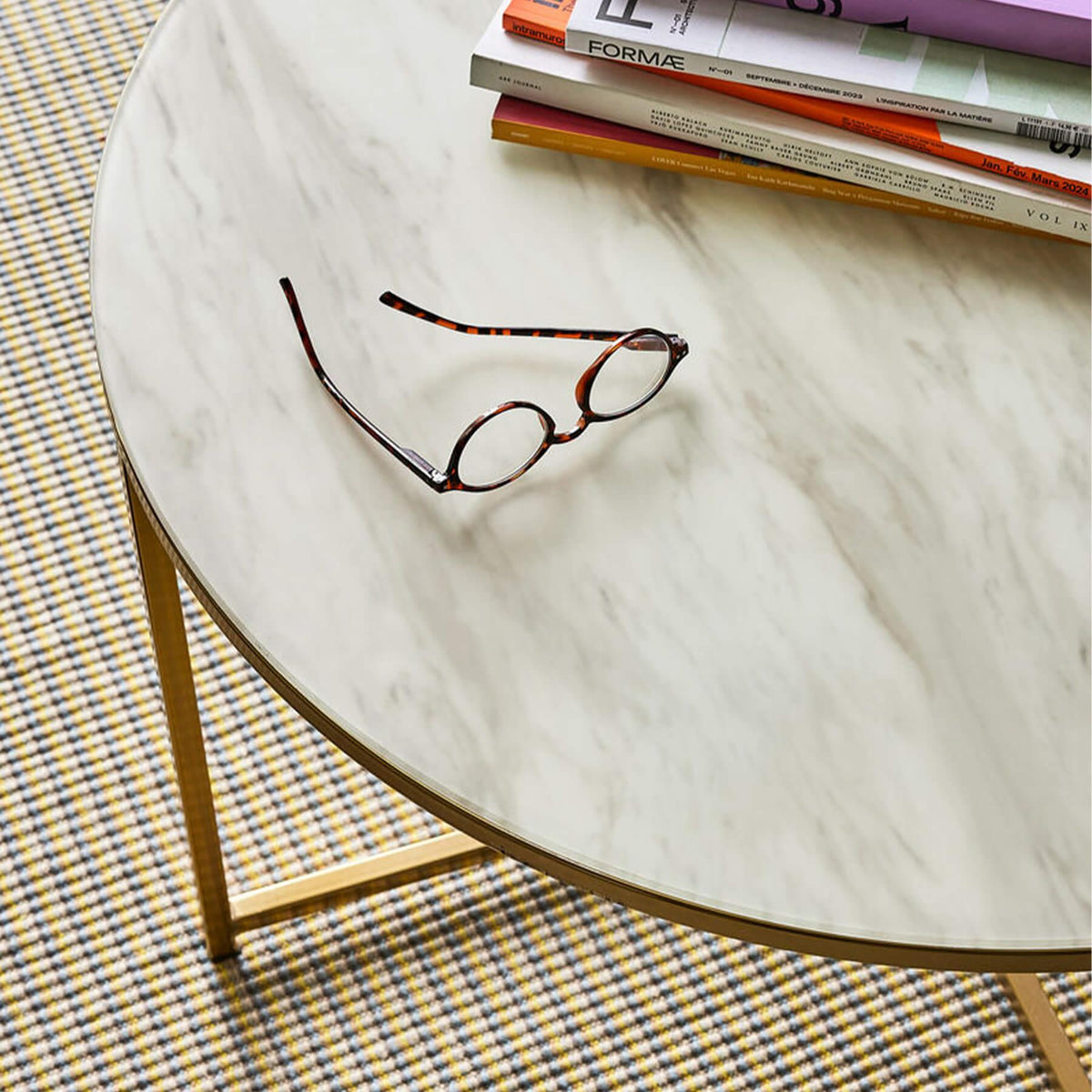 Hubsch Pond Table - White/Brass