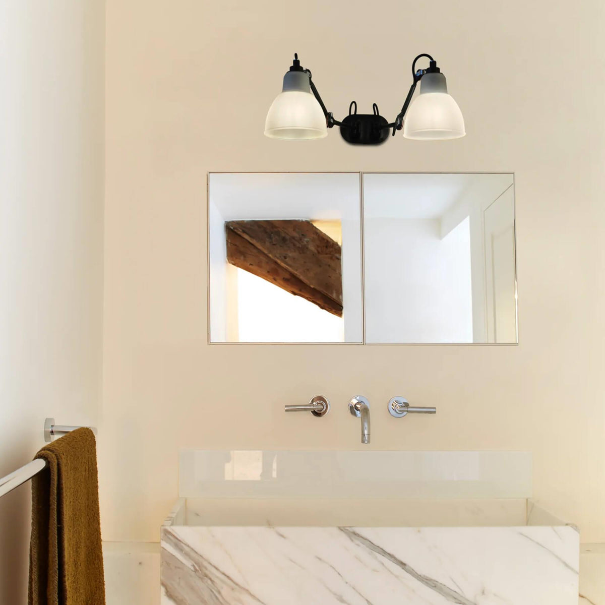 DCW Editions Lampe Gras No204 L40 Double Bathroom Wall Light