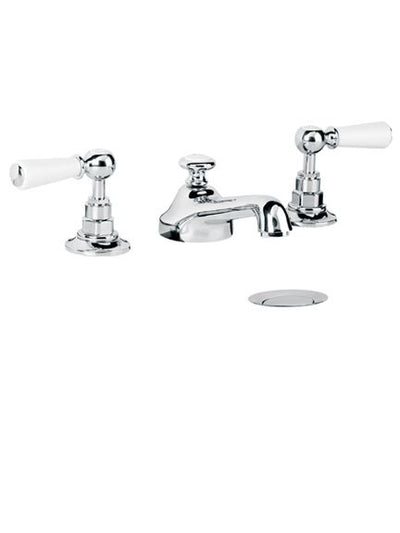 Lefroy Brooks WL1220 Classic White Lever Three Hole Basin Mixer with Pop-Up Waste
