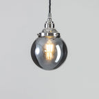 Outlet Old School Electric Globe Blown Glass Pendant Light - Smoked