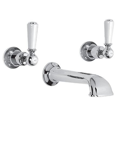 Lefroy Brooks WL1152 Classic Concealed Wall Mounted Bath Filler with White Lever Handles
