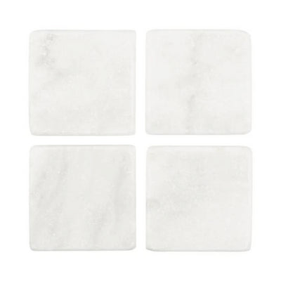 Outlet Marble Square Coasters : Set of 4 - White