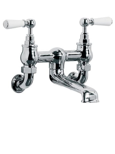 Lefroy Brooks WL1151 Classic Wall Mounted Bath Filler with White Lever Handles