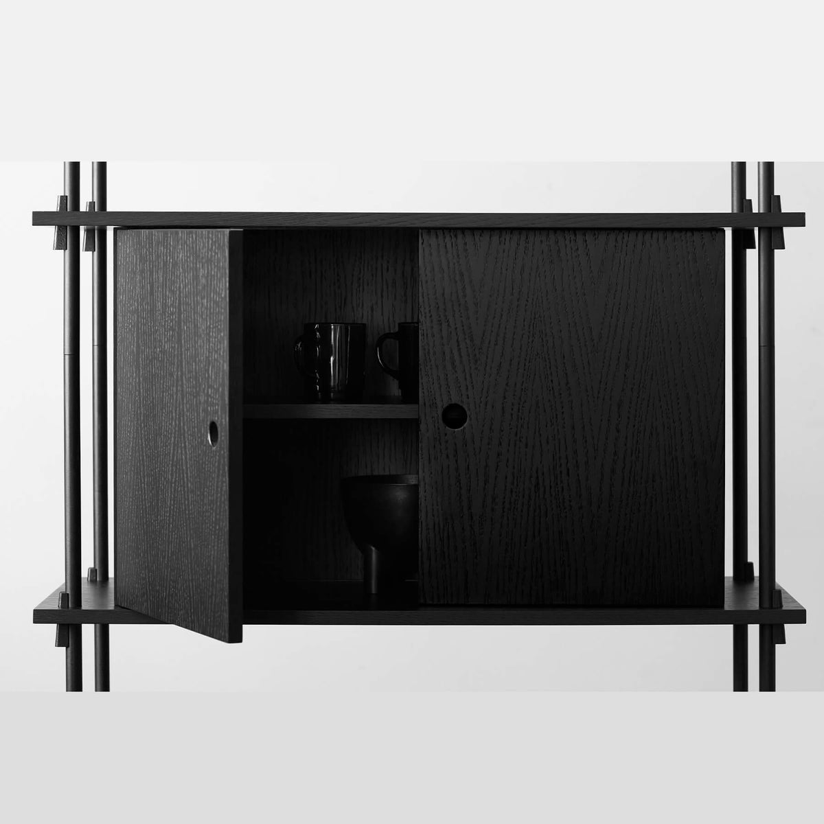 MOEBE Triple Shelving System, 1 Cabinet, 2 Open Clothes Rails