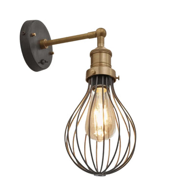 Outlet Industville Brooklyn Balloon Cage Wall Light with Pewter Cage
