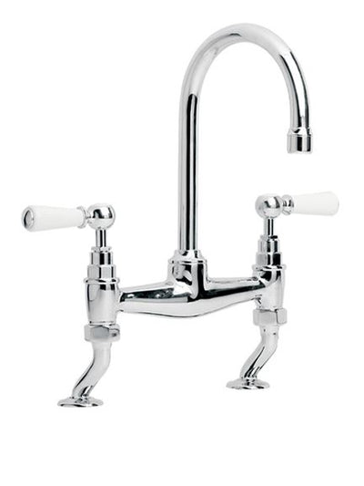 Lefroy Brooks WL9007 Classic White Lever Basin Bridge Mixer