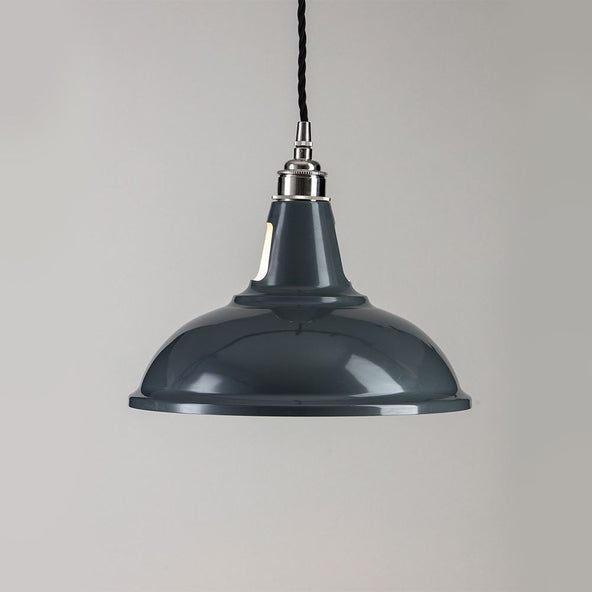 Ex-Display Old School Electric Factory Pendant Light - Grey, Polished Nickel