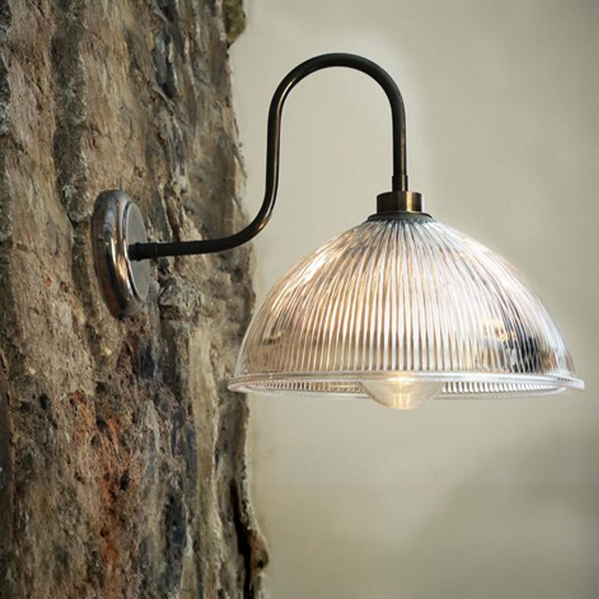Mullan Lighting Maris Prismatic Glass Swan Neck Wall Light