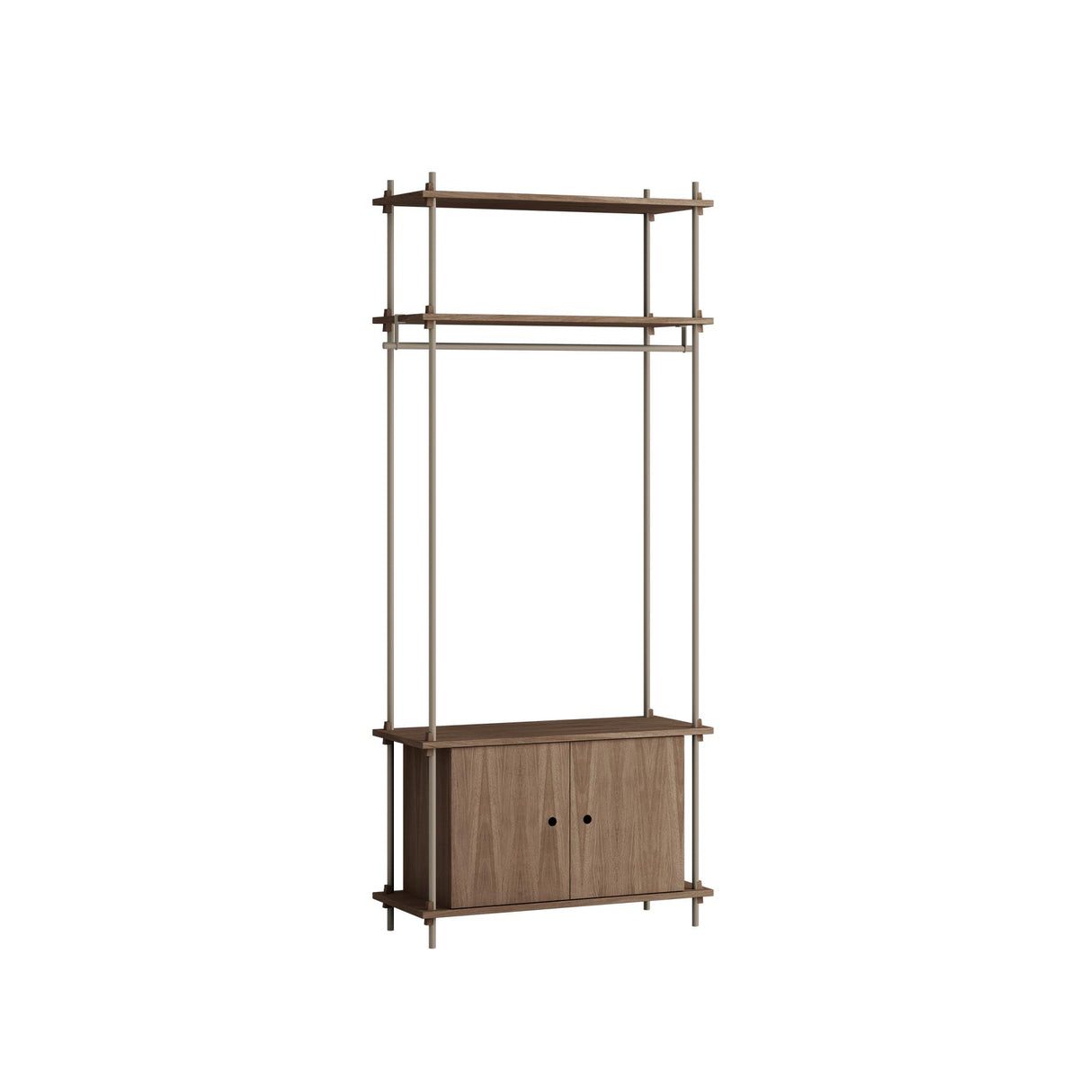 MOEBE Single Shelving System with Cabinet and Clothes Rail