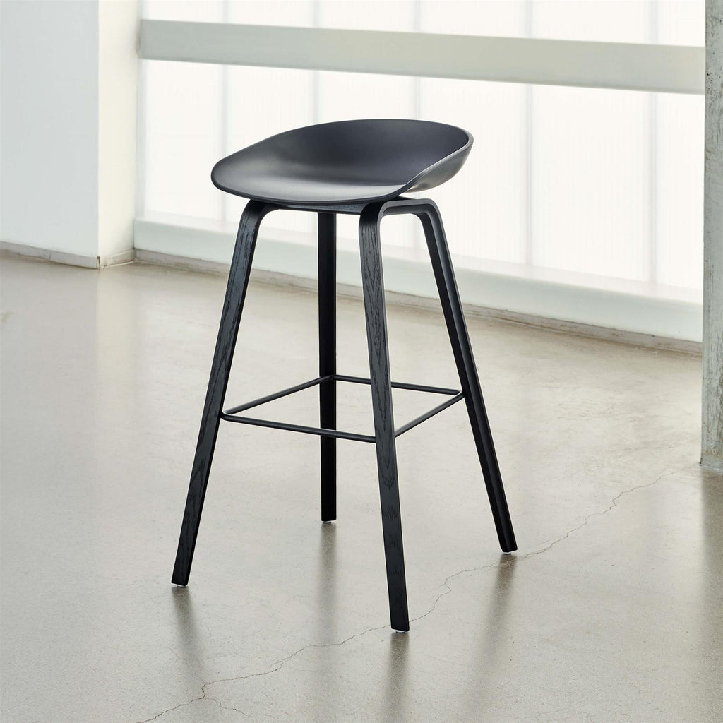 HAY About a Stool 32 Standard Gliders Bar Stool, Black Footrest