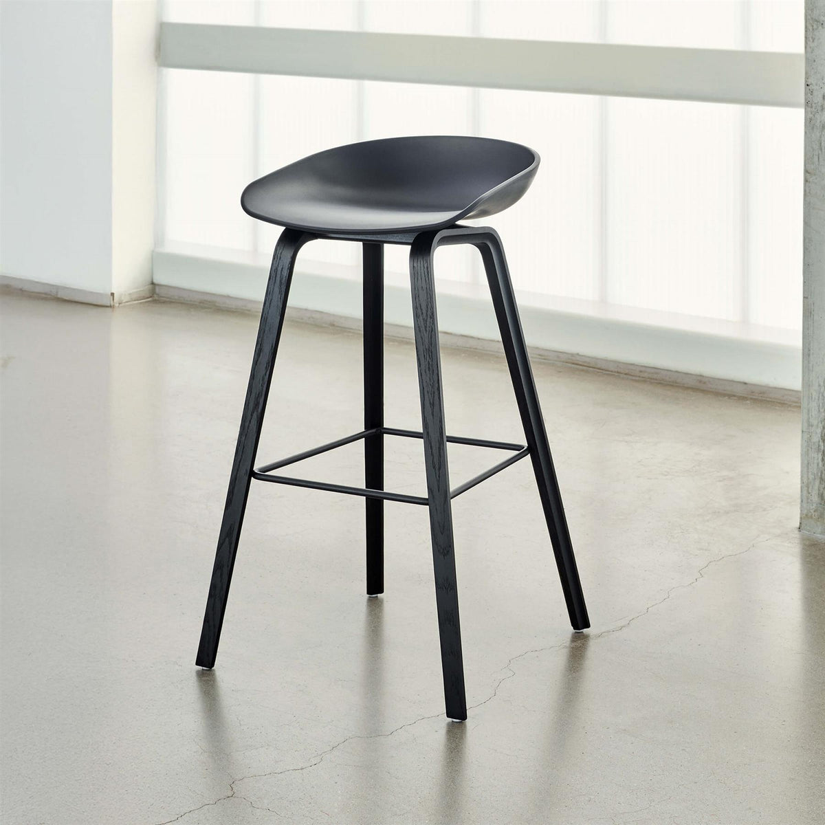 HAY About a Stool 32 Standard Gliders Bar Stool, Black Footrest