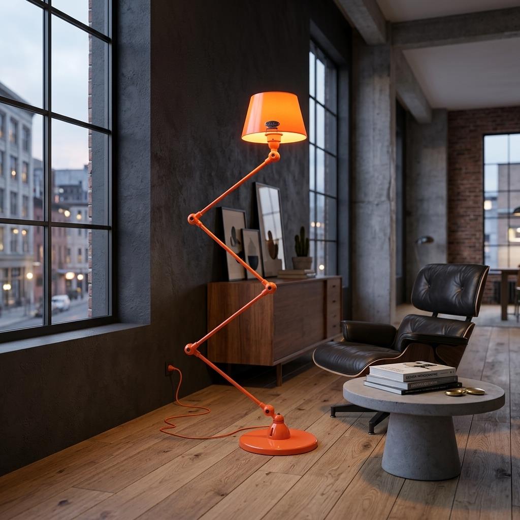 Jielde Aicler Zigzag 4 Arm Desk Or Floor Lamp, Straight Shade - Gloss