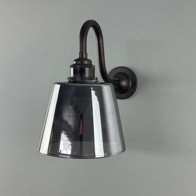 Outlet Old School Electric Tapered Smoked Glass Wall Light : Swan Arm