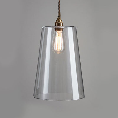 Outlet Old School Electric Tapered Blown Glass Pendant Light - Antique brass, brown cable