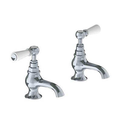 Lefroy Brooks WL8054 Classic Bath Pillar Taps with White Lever Handles