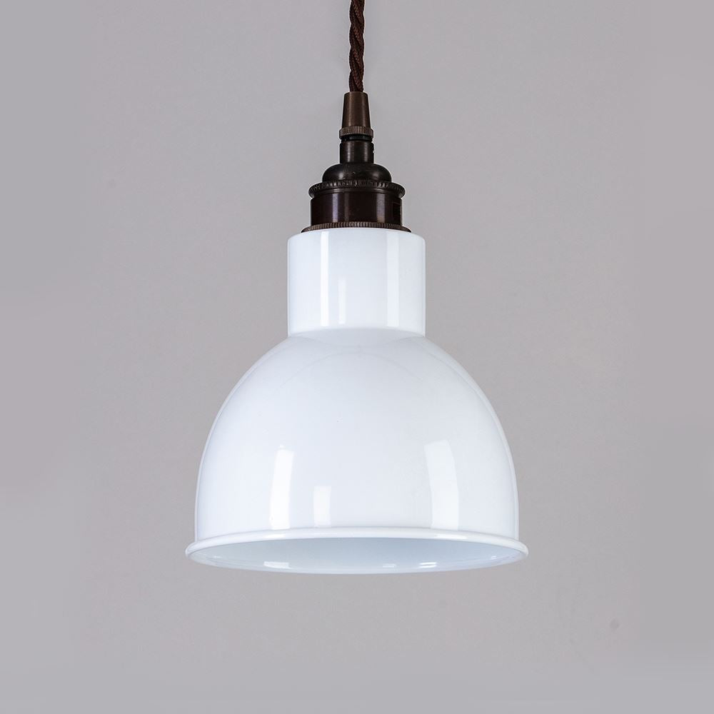 Old School Electric Churchill Pendant Light With Coloured Shade