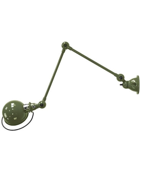 Outlet Jielde Loft Two Arm Wall Light - Olive, Gloss, Hardwired (No Switch)