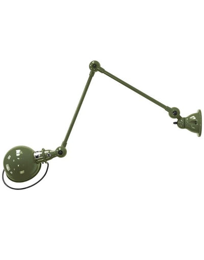 Outlet Jielde Loft Two Arm Wall Light - Olive, Gloss, Hardwired (No Switch)