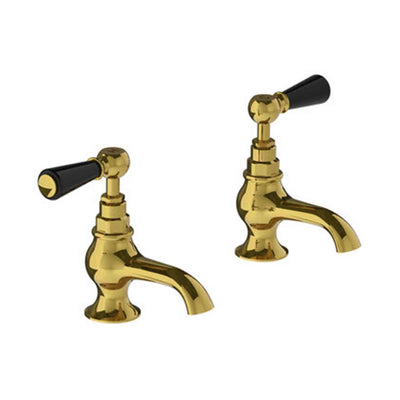 Lefroy Brooks WL8054 Classic Bath Pillar Taps with White Lever Handles