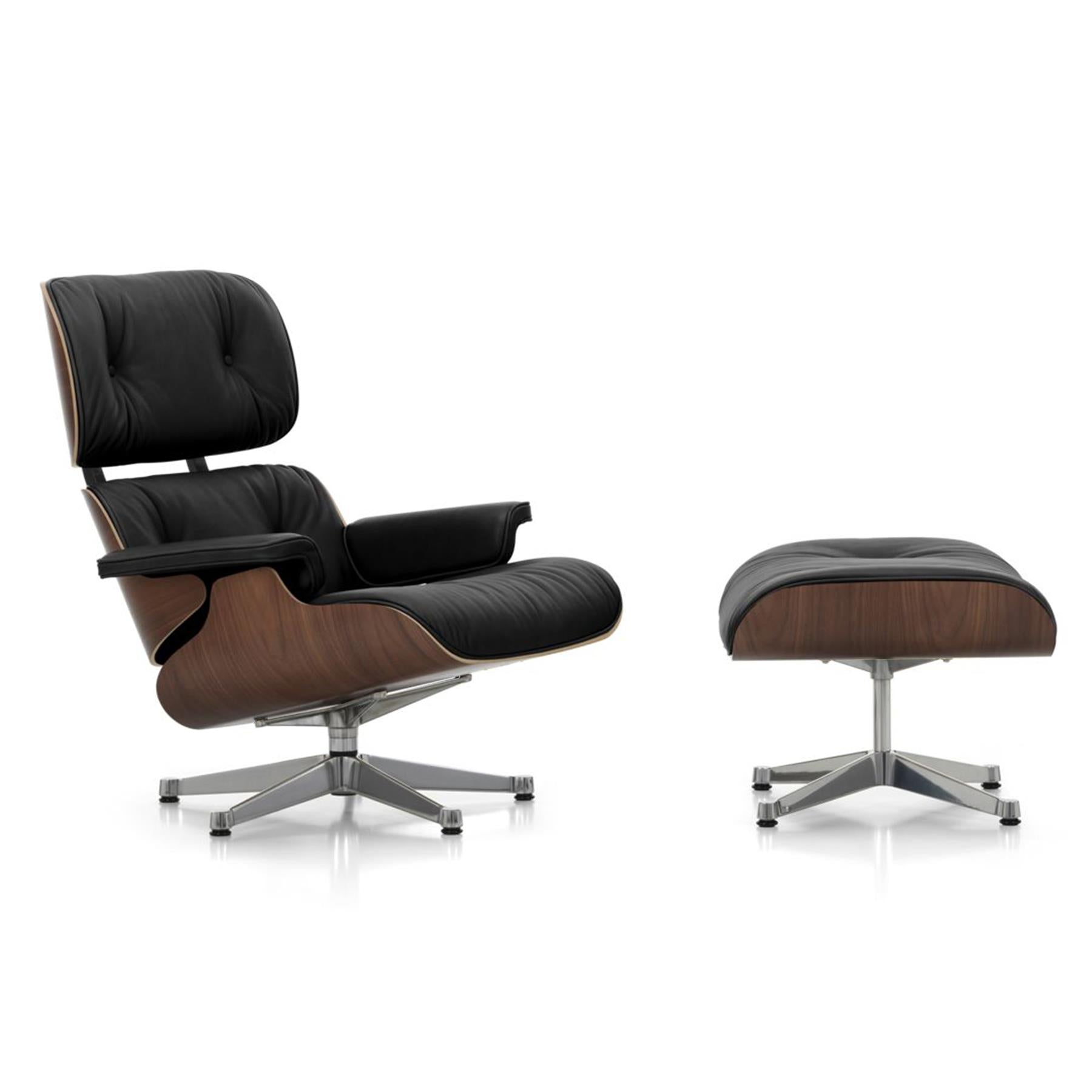 Vitra Eames Contemporary Lounge Chair and Footstool in Dark Walnut