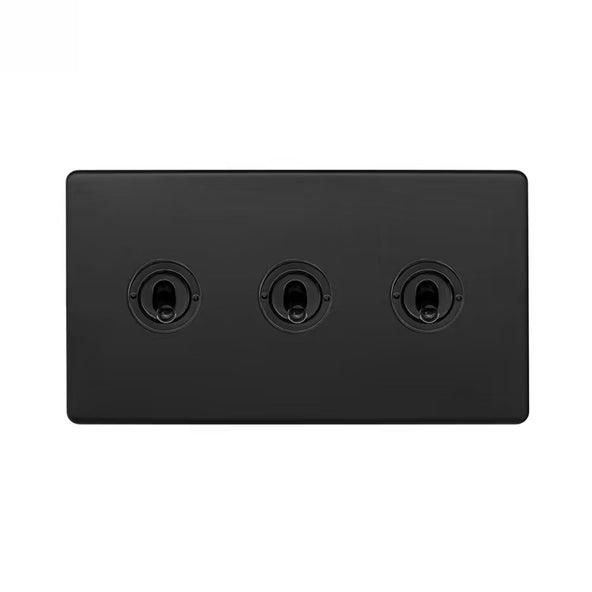 Soho Lighting Camden Collection Matt Black 20A 3 Gang Intermediate Toggle Switch
