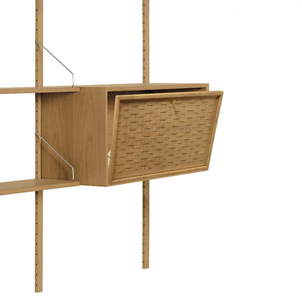 DK3 Royal 17 Cabinet with Writing/ Bar Flap, Handwoven Veneer