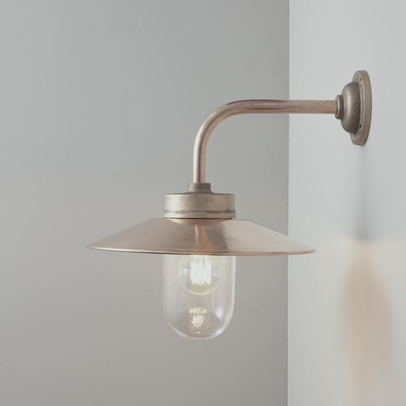 Outlet Davey Angled Exterior Wall Light - Gunmetal - Round Wall Plate, Clear