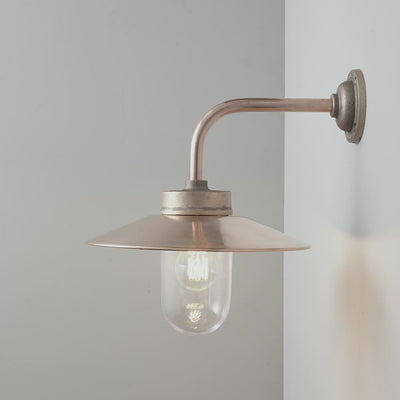 Outlet Davey Angled Exterior Wall Light - Gunmetal - Round Wall Plate, Clear