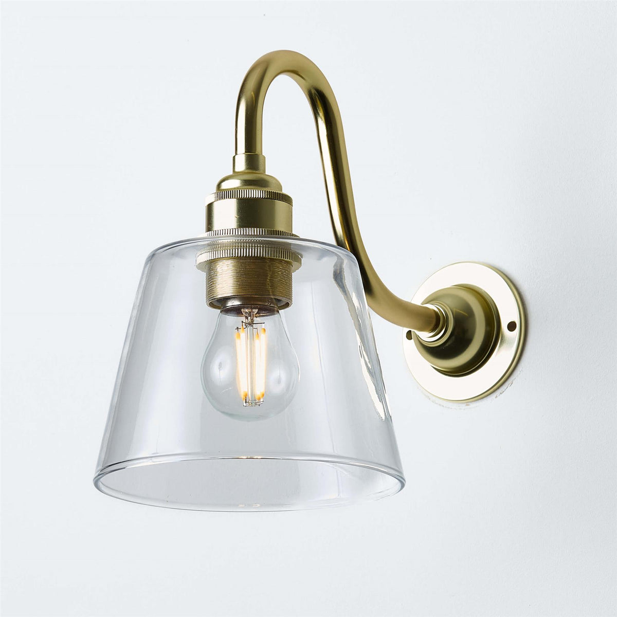 Old School Electric Tapered Blown Wall Light : Swan Arm