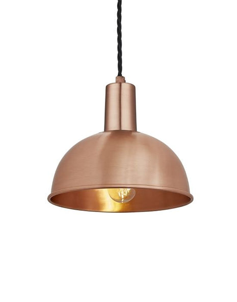 Outlet Industville Brooklyn Dome Pendant Light - Sleek Fittings - Small, Copper Dome, Copper Fitting