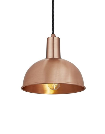 Outlet Industville Brooklyn Dome Pendant Light - Sleek Fittings - Small, Copper Dome, Copper Fitting