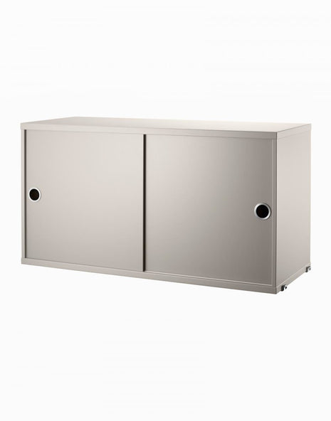 B-Stock String Furniture Cabinet with Sliding Doors - 78cm x 37cm, Beige