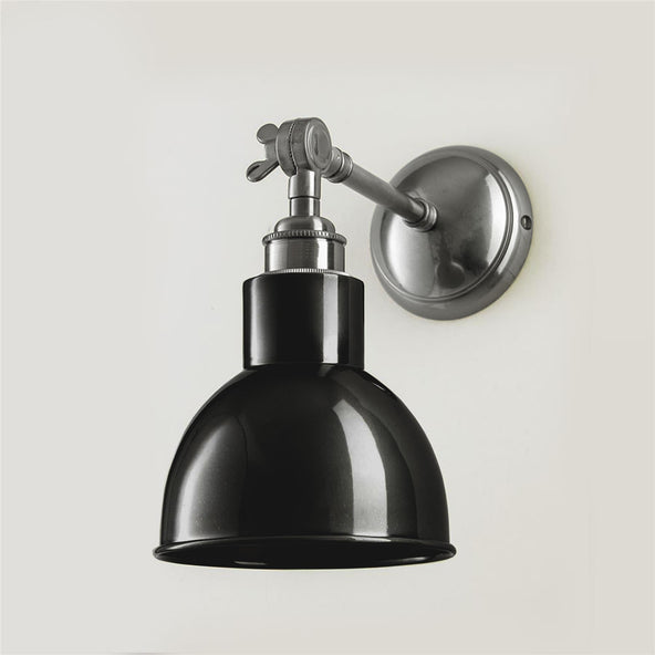 Ex-Display Old School Electric Churchill Wall Light - Unswitched, Black Shade, Antique Silver