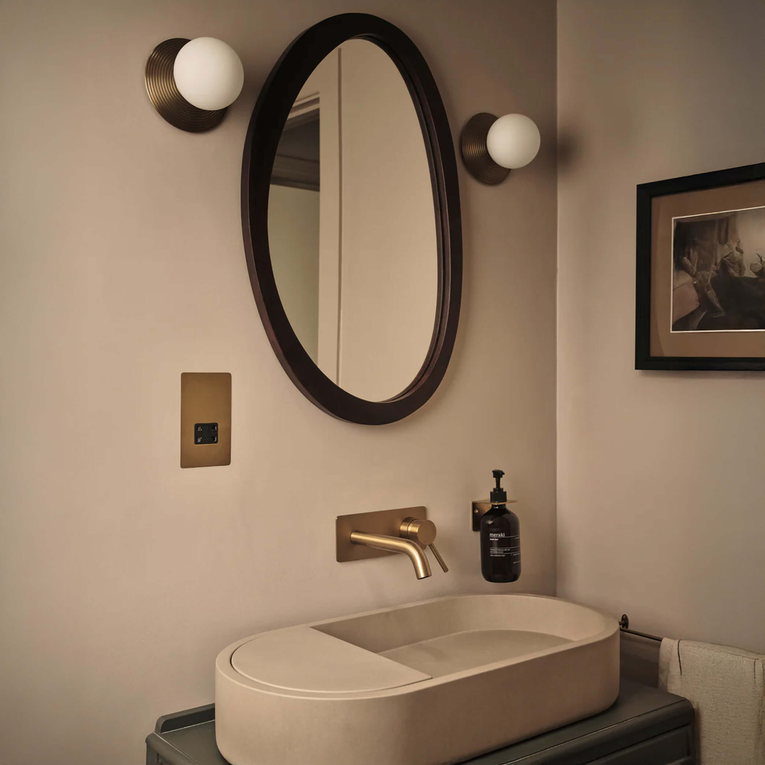 J. Adams Orbit Brass Wall Light