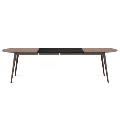 Quickship Bruunmunch PLAYdinner Lame Table - Extendable - Smoked oak with 2 x MDF black clear lacquer extension plate