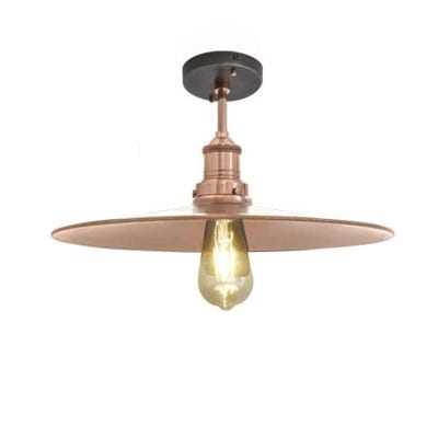 Outlet Brooklyn flush ceiling light - flat shade - Large - copper shade / pewter and copper fittings