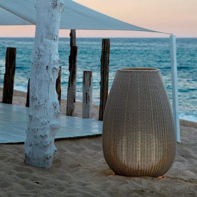 Outlet Ex-display Amphora Outdoor Floor Light - 3, Rattan Brown **INSTORE COLLECTION ONLY**
