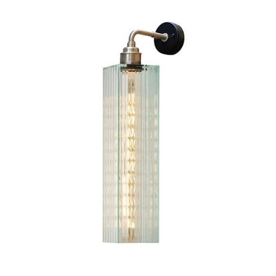 Outlet Pair of Long Wall Lights - Reeded Glass, brass arm
