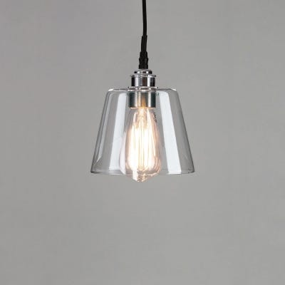 Old School Electric Tapered blown glass bathroom pendant